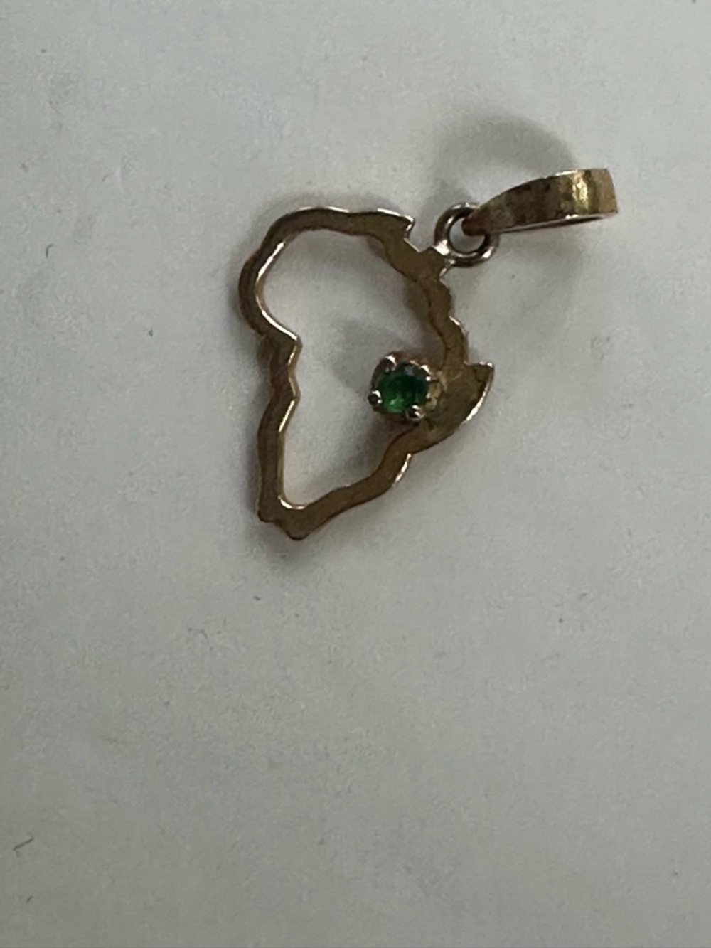 Gold Outline Pendant with Green Stone Accent - Women Jewelry